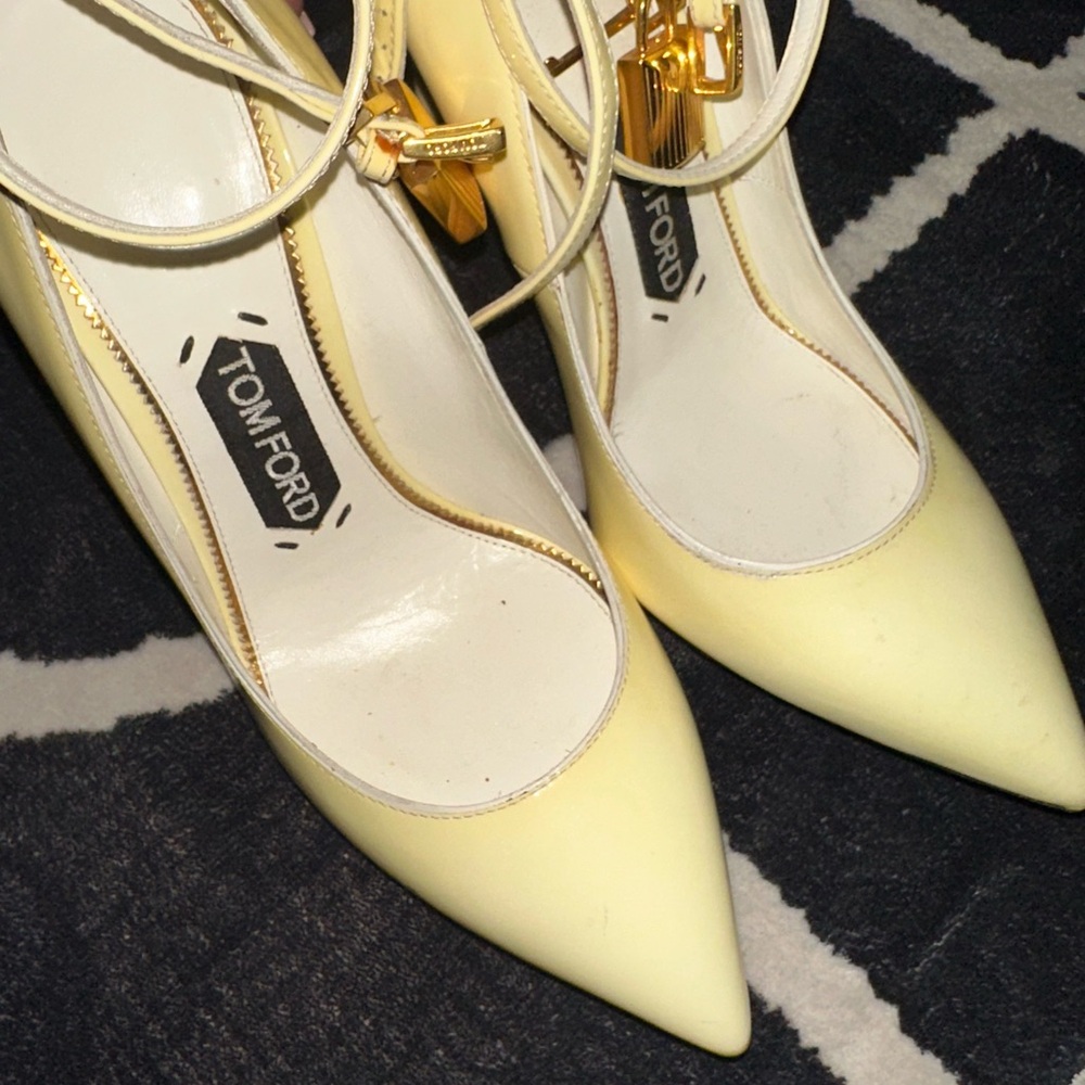 Tom Ford Cream Heels with Gold Accents